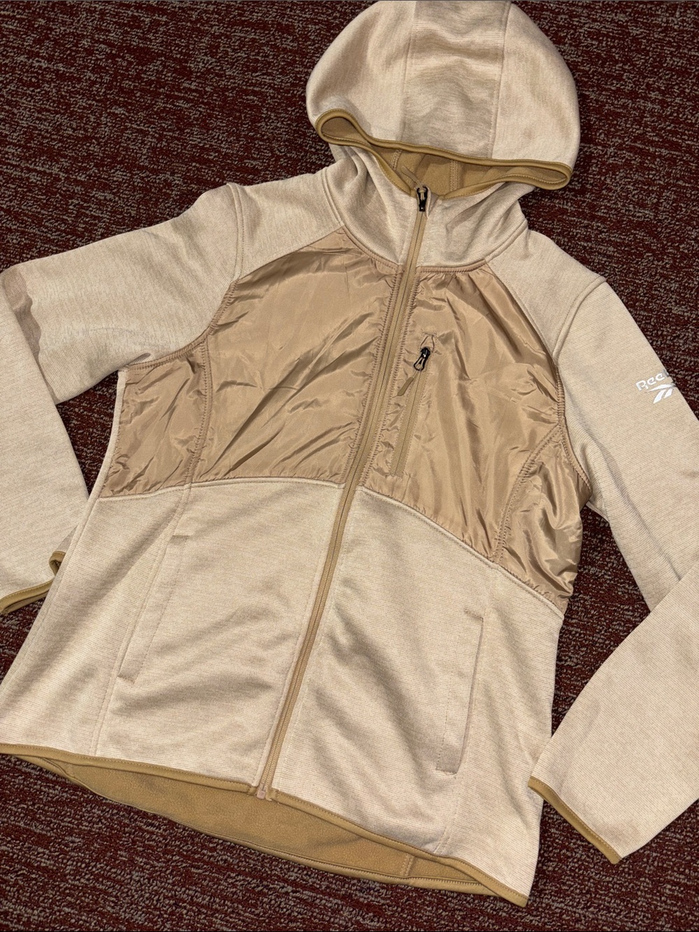 Reebok women’s hooded zip up fleece lined jacket casual Athleisure sporty jacket